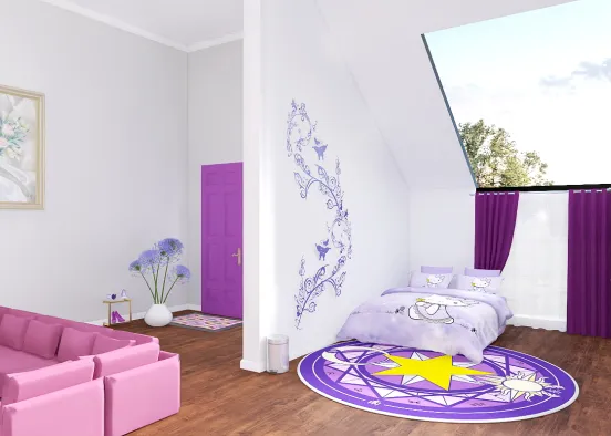Bedroom and living room  Design Rendering
