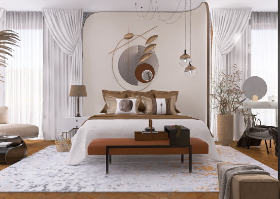 bedroom in warm colors Design Rendering
