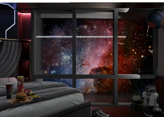 # Future Astronaut Room with a Cosmic View Визуализация дизайна