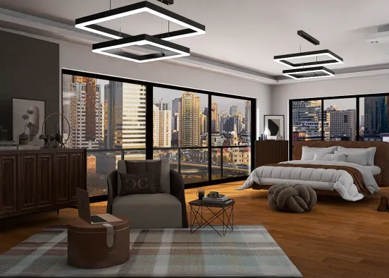 # Masculine bedroom Renderização de Design
