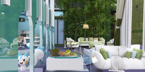 Two styles of blue and green