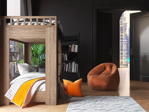 Orange White Twin Bedroom