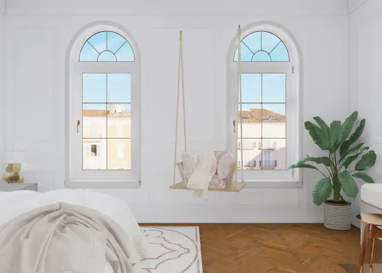 Minimalistic white bedroom  Design Rendering