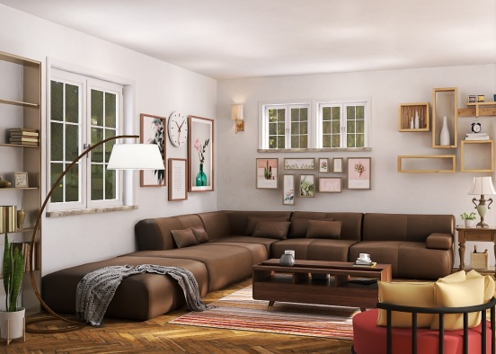 Beige living room Design Rendering