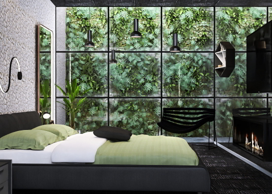 Modern tropical bedroom Design Rendering
