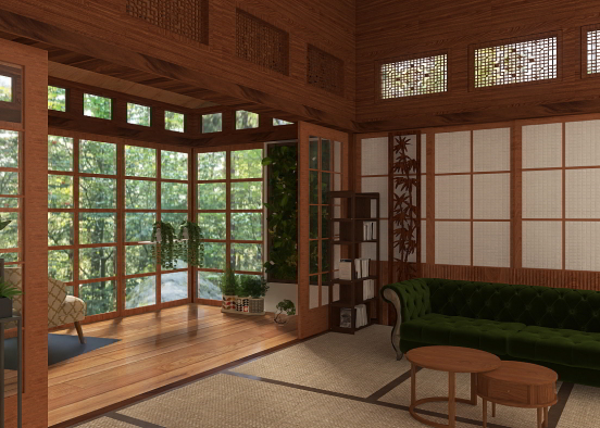 Simple and pleasing Japanese room
 Design Rendering