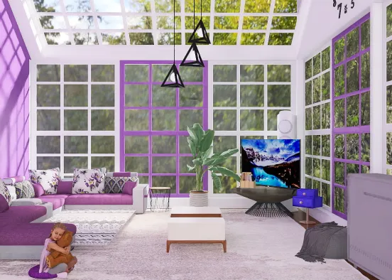 Purple living room Design Rendering