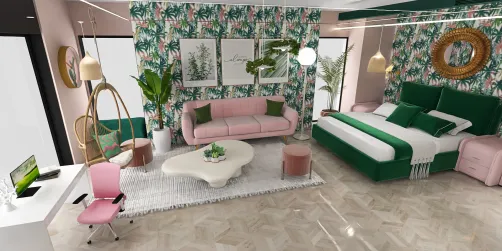 Pink and green summer studio