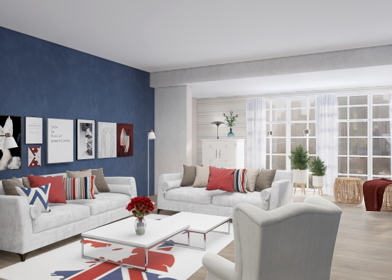 Coastal style living room Design Rendering