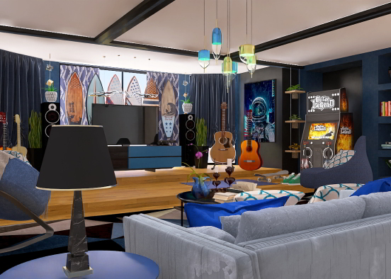 Bachelor Pad Living  Design Rendering