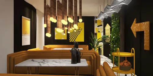 Yellow Black Boba Tea Restaurant