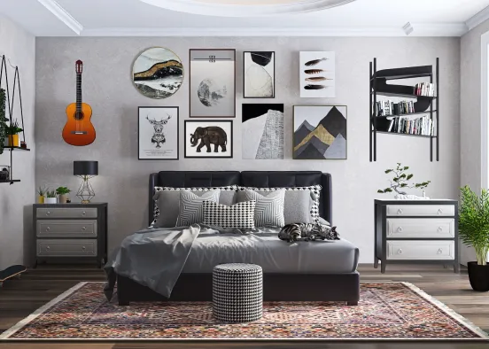 vintage inspired teen bedroom Design Rendering