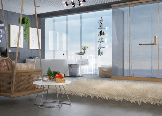 modern penthouse bathroom  Design Rendering