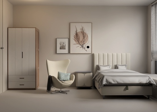 Minimalist White Bedroom Design Rendering