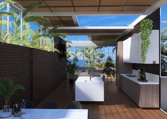 Tropical kitchen/dining  Design Rendering