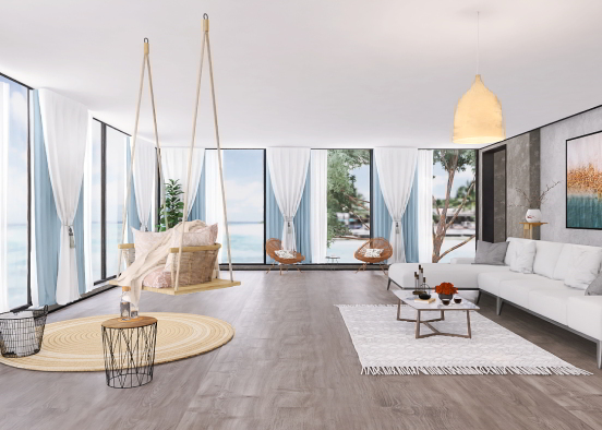 Minimalist Living room by the beach ♡ Design Rendering