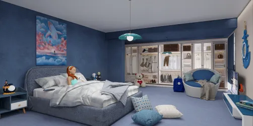 Teenagers Blue Bedroom...