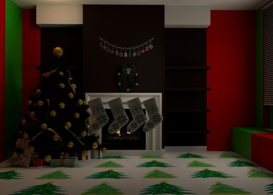 sala decorada con cosas de navidad Design Rendering