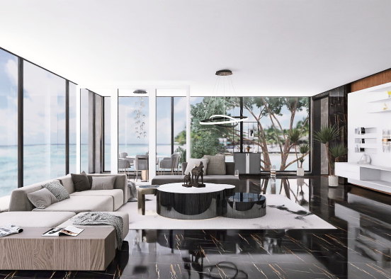 sea view living room
 Design Rendering