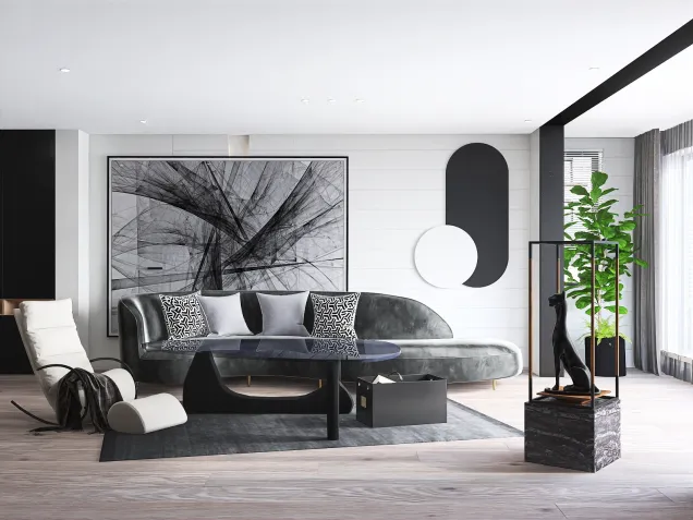 Modernize Black and White Living Room