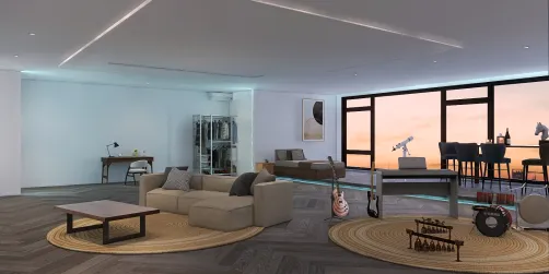 A luxury house wiht a bedroom,a bar and more
