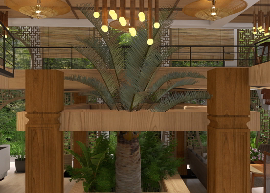 Tropical Hotel Lobby Design Rendering