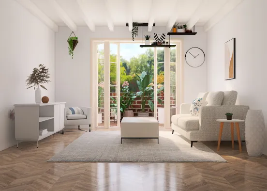 Living Room With Nature Design Rendering