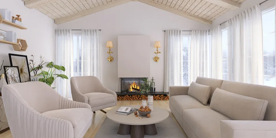 cozy living room with comfortable seating and natural light creating a warm atmosphere, featuring an interior design showcasing modern elegance, utilizing Homestyler's real-time 3D rendering for effective design presentation.