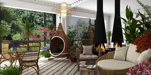 on the indoor  patio