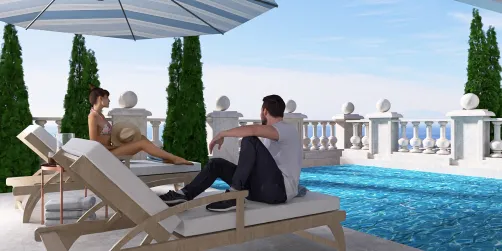White Lotus; Sicily poolside