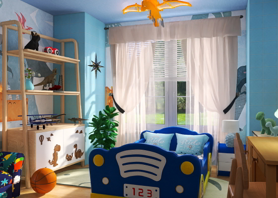Male kids' Dino room  Design Rendering