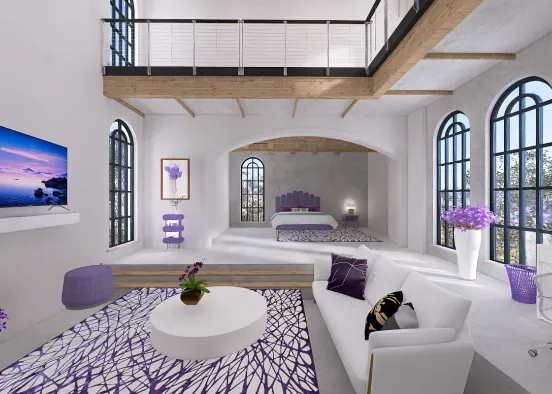 Minimal purple Style room Design Rendering