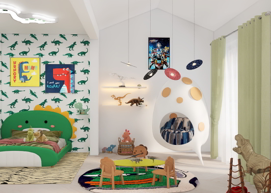 Dino lover kid bedroom Design Rendering