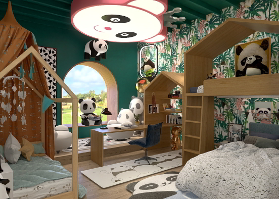 🐼 Kids Bedroom  Design Rendering