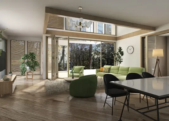 Green Living Room 💚 Design Rendering