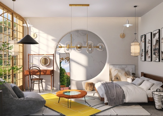 zen bedroom inspired by japandi style Design Rendering