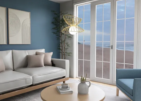 # A soft farmhouse and scandinavian living room 🤍✨ Renderização de Design