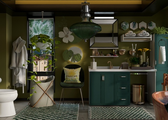 Beautiful Green Bathroom 💚❤️ Design Rendering