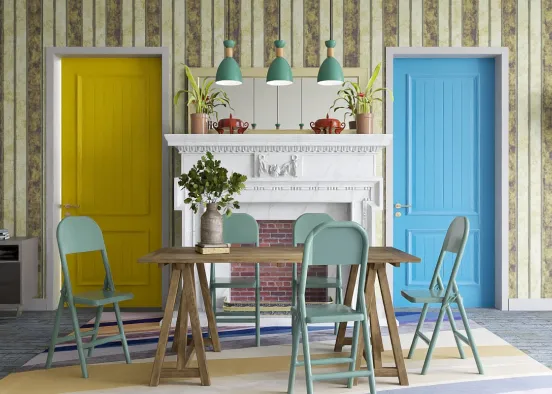 Sweet pea dining room with a pop of colour  Design Rendering
