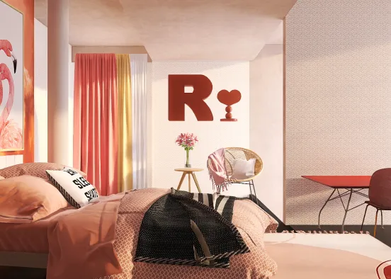 A Flamingo themed room  Design Rendering