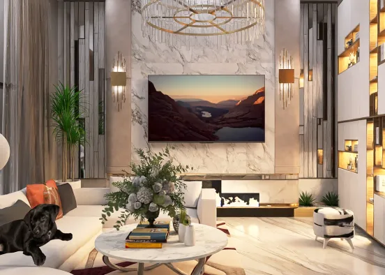 Marble living room 🤍🖤 Design Rendering