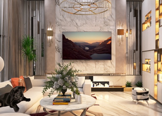 Marble living room 🤍🖤 Design Rendering