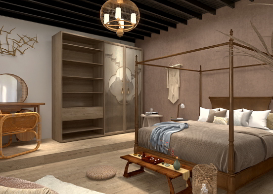 Bedroom Japandi  Design Rendering