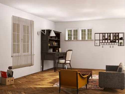 Livingroom&office of a single author 