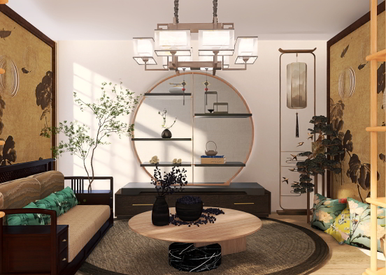Salón oriental Design Rendering