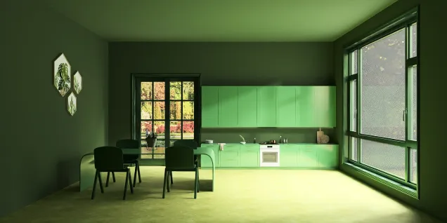 Green Kitchen and Dining Room