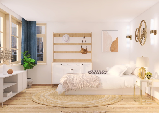 Vintage calm vibe  bedroom Design Rendering