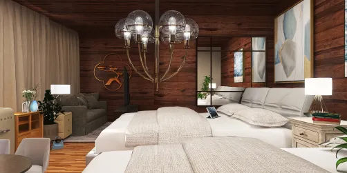 A fall themed hotel room set to be in a village 