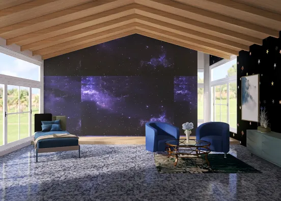 space themed bed room Design Rendering