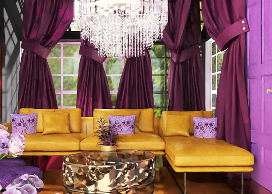 purple living room Design Rendering